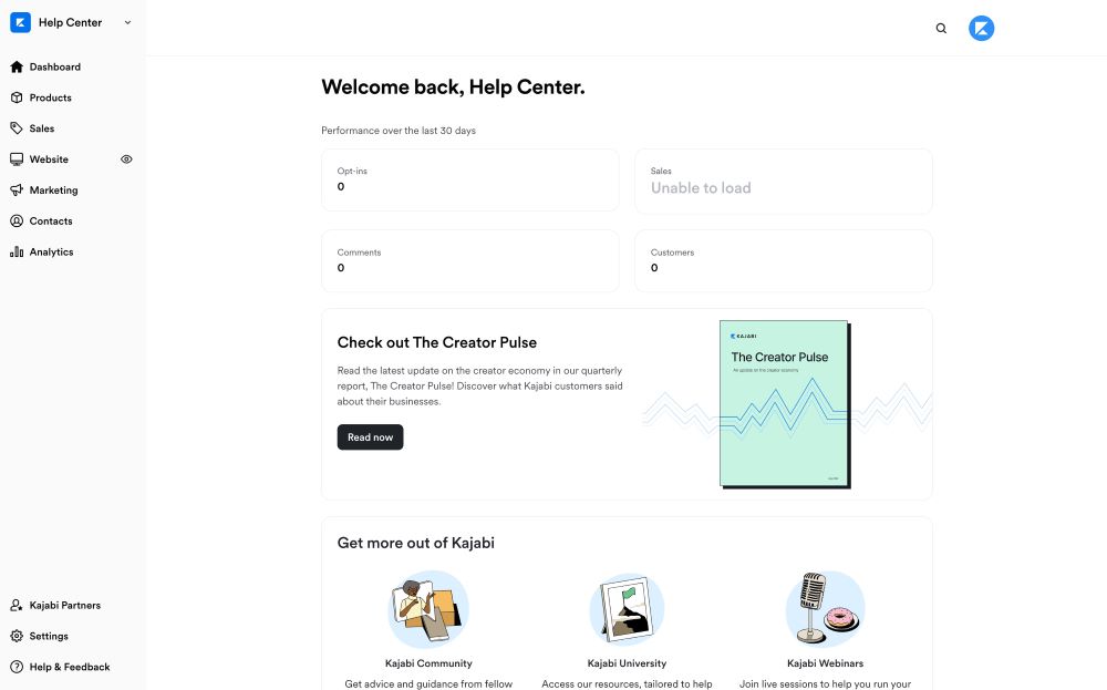 kajabi dashboard