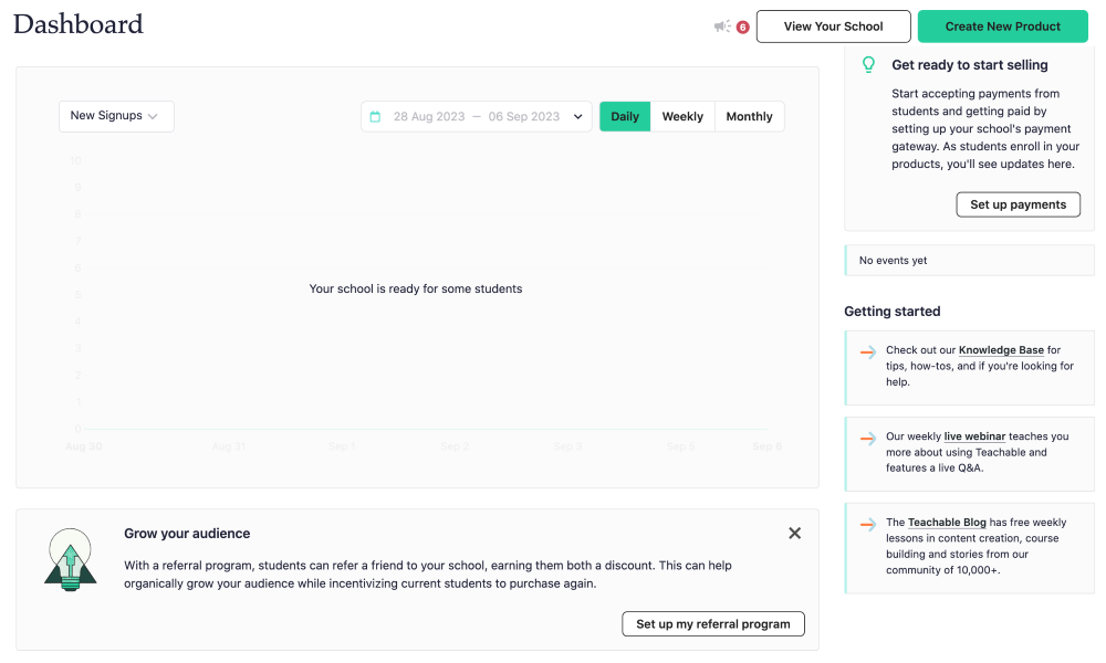 teachable dashboard